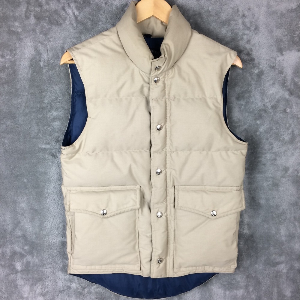 Pioneer Sportswear Down‎ Vest Mens Small Puffer Beige Hiking Outdoors Vtg Canada